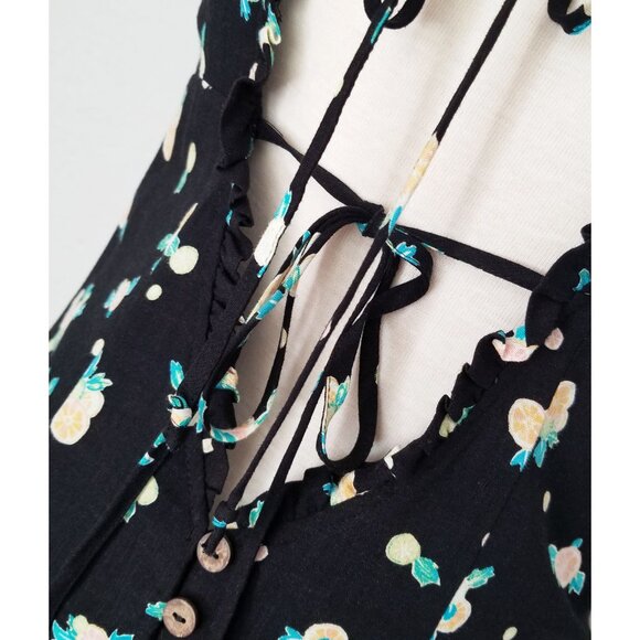 Free People Like A Lady Floral Printed Mini Dress S Black Bustier Open Back $108 - Picture 12 of 15